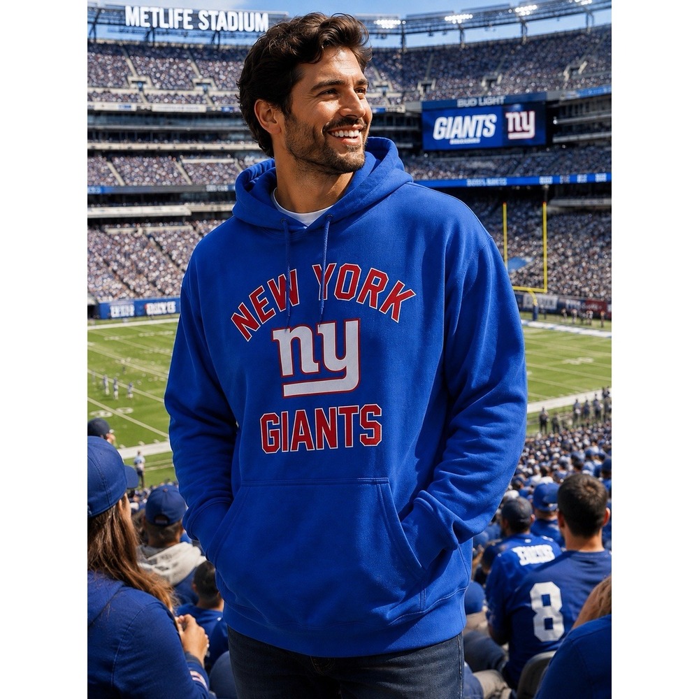NEW YORK GIANTS Hoodie Mens 2XL Blue NFL Football G-III Pullover Sweatshirt Game